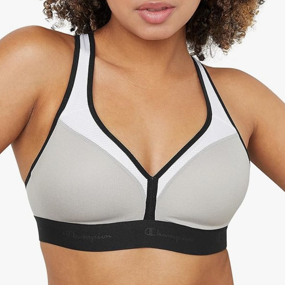 Champion Women's V-neck Racerback, Moisture-wicking, Moderate Support Sports Bra